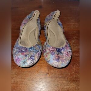 Hush Puppies Women's Chaste Leather Floral Sheen Ballet Flats Size 9